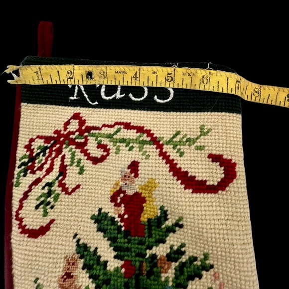 Christmas Needlepoint Stocking Vintage Monogrammed Russ - Picture 6 of 11